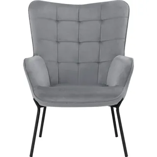 Home affaire Loungesessel »Luukas, Ohrensessel mit Metallbeinen,« 1 Stk. tlg. Stoff recyceltes Polyester, Sitz und Rücken gepolstert, Sitzhöhe 46 cm, schwarz