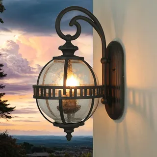 Licht-Erlebnisse Bonham Außen Wandleuchte Antik IP44 Vintage E14 2-flammig 220 V