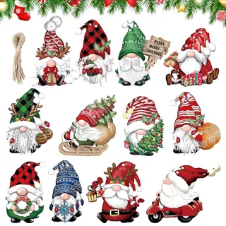 Weihnachtsanhänger Wichtel Set, 24 Stück Weihnachtswichtel, Weihnachtsdeko Holz, wichtel Figuren, Holz Anhänger Weihnachten, Weihnachtswichtel zum Hängen, Weihnachtsbaum Schmuck für Party Dekoration