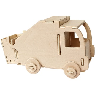 Peter Bausch GmbH & Co. KG Pebaro 851/7 Holzbausatz Müllwagen, 3D Puzzle, Modellbausatz, Basteln mit Holz, Holzpuzzle, vorgestanzte Holzplatte, inkl. Schmirgelpapier, ausbrechen, zusammenstecken, fertig, Geschenkidee