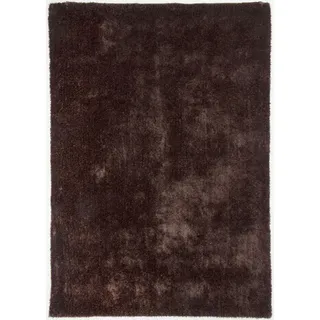 Gino Falcone Hochflorteppich Alessia 65x135 cm , Dunkelbraun , Textil , Uni , Rechteckig , 65x135 cm , Teppiche und Böden, Teppiche, Hochflorteppiche & Shaggys