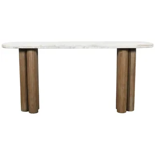 Signature Konsolentisch aus Massivholz und Marmor 165/77/38 cm , Blau , Holz , 38x77x12 cm , Wohnzimmer, Wohnzimmertische, Konsolentische