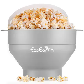 EcoEarth Mikrowellen-Popcorn-Maker, faltbare, lebensmittelechte Silikon-Popcorn-Popper-Schüssel mit Deckel, Heißluft-Popcorn-Maker, Earl Grey