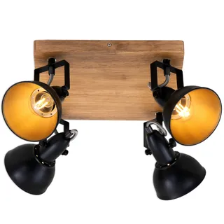 Briloner Vintage Deckenlampe 4 E14 Holz 28x28x15,7 cm Schwarz-Gold