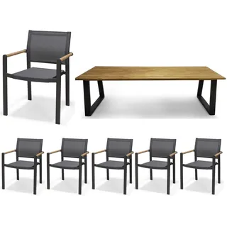 CLEMENTO/ScanCom Darlington/Amber Gartenmöbel-Set 7tlg Teak/Anthrazit