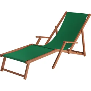 Liegestuhl XXL extra schwere Ausführung Sonnenliege Holz Deckchair Massivholz Gartenmöbel V-10-500 - Grün