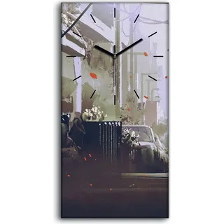 Wanduhr Leinwand Bild Uhr 30x60 Kunst mysteriöser Mann auf der Straße - schwarze Hände