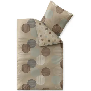 Aqua-Textil Trend Bettwäsche 155x220 cm 2tlg. Baumwolle Bettbezug Fara Punkte Beige Braun Türkis