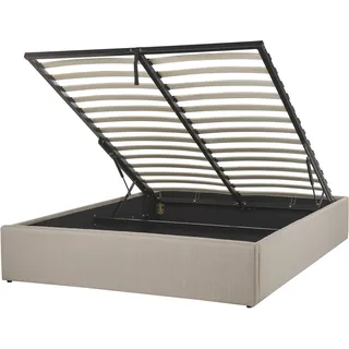 Beliani Polsterbett Hellbraun Stoffbezug mit Lattenrost 140 x 200 cm