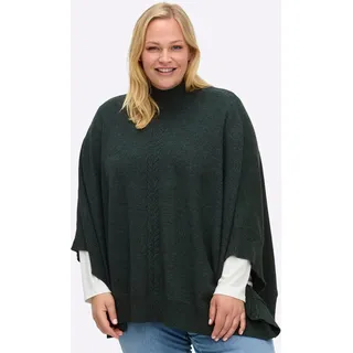 Poncho SHEEGO, Damen, Gr. 2, moos, meliert, 50% Viskose, 28% Polyester, 22% Polyamid, meliert, unifarben, Jacken Poncho