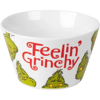 United Labels Grinch Müslischale Feelin Grinchy 500 ml, Weiß, Schüssel aus Porzellan, Müslischüssel, Schale lustig