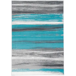 Pergamon Modern Designer Velours Teppich Samba , Türkis, Grau , Textil , 80x150 cm , Teppiche & Böden, Teppiche