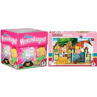 Schmidt Spiele 40458 Bibi Blocksberg Hexenkugel, Kinderspiel & 56187 Bibi und Tina, Auf dem Martinshof, 100 Teile Kinderpuzzle