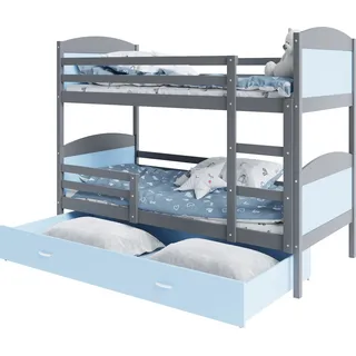 Etagenbett hochbett kinderzimmer kinderbetten jugendzimmer 200x90 grau blau
