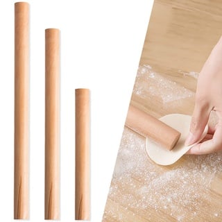 Mnixy DBAILY Holz-Nudelholz,3 Stück Buchenholz Nudelholz Backzubehör Verschiedene Größen Umweltfreundlich Langlebig Verwendet Für Italienischen Teig Pizza Gebäck(16cm 25cm 30cm)