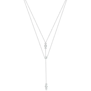 Elli Y-Kette Geo Layer mit Kristallen 925 Sterling Silber