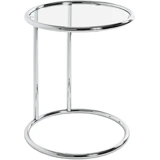 Haku-Möbel HAKU runder Beistelltisch mit Glasplatte Chrom Metall Couchtisch mit Sicherheitsglas - Maße: H 55 x Ø 45 cm Style: Modern