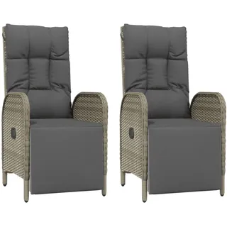 vidaXL Garten-Relaxsessel 57 x 62,5 x 109 cm grau/dunkelgrau 2 St.