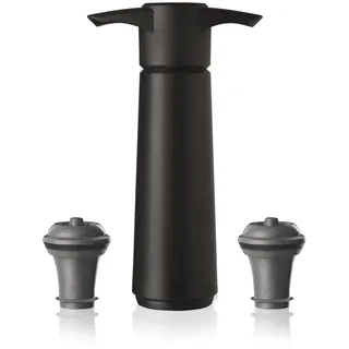 Vacu Vin Original Weinpumpe Schwarz mit 2 Vakuumstopfen – Schwarzes Wein Konservierer-Set – Handpumpe zur Luftentfernung – Luftdichte Versiegelung – Für Rot- und Weißwein – Bis zu 10 Tage Frische