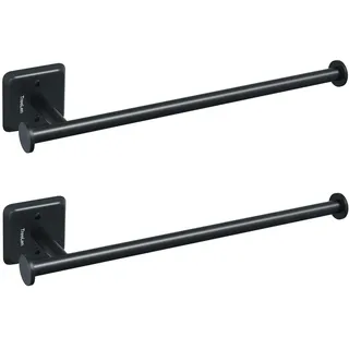 TreeLen Küchenrollenhalter unter Schrank, 2er Set Papierrollenhalter Schwarz Matt, Wandrollenhalter ohne Bohren oder Schraubmontage, Küchenrollen-Halterung für Wand & Unterschrank