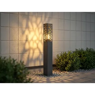 Garten Wegeleuchte 100cm aus Edelstahl in Anthrazit mit Dekorstanzung & E27 LED - Grau