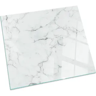 Marmormuster mit Aderung – Glasbodenplatte für – Kaminofen – Kaminplatte Glas – Schutzglas – Funkenschutzplatte –Glasbodenplatte Feuerfeste – Hitzeschutzplatte – Bodenschutz aus Glas – 60x60 cm