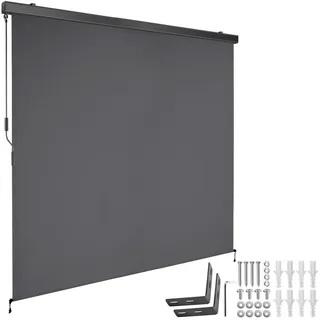 tectake Senkrechtmarkise Eloise, inkl. Wandhaltern, dunkelgrau , Dunkelgrau , Textil , 200x250 cm , Ce , Sonnenschutz, Sichtschutz