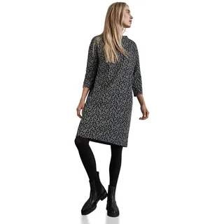 Street One Damen A144226 Gemustertes T-Shirt-Kleid, Schwarz, 36