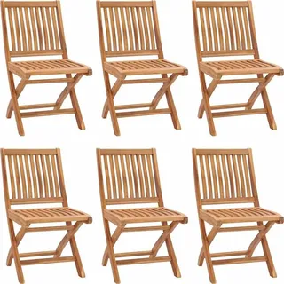 vidaXL Klappstühle mit Kissen, 6-teilig, Massivholz Teakholz - Creme
