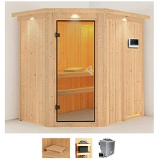 Bild von Sauna »Clara«, (Set), 9 KW-Bio-Ofen mit externer Steuerung beige