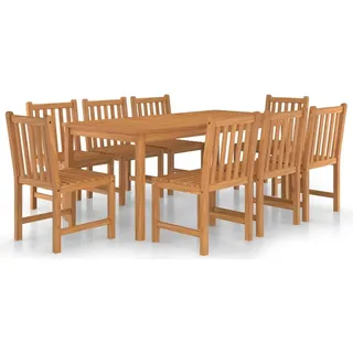 vidaXL 9-teiliges Garten-Ess-Set 180 x 90 cm Massivholz Teak - Braun