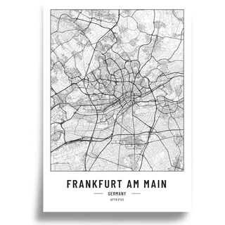 Poster Stadtplan A2 | Moderne minimalistische wandbild Stadtkarten | Schwarz Weiß deko haushalt |w anddeko Kunstdrucke für Wanddekoration weltkarte | Geschenk fur haus | Papier 250gr