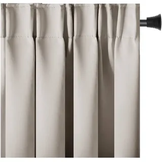 restilo Blackout Vorhang 140x245 cm Hellbeige 1 St. Kräuselband Verdunkelungsvorhang Blickdicht Fensterdekoration Dekoschal Dekorvorhang Blackout