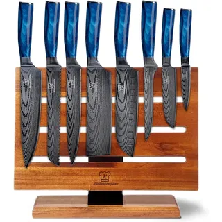Küchenkompane – Edelstahl Messerset Shiburu mit magnetischem Messerblock | 8-teiliges Küchenmesser Set | Rückseite nutzbar, bis zu 16 Messer | rostfreie & scharfe Kochmesser | Designed in Germany