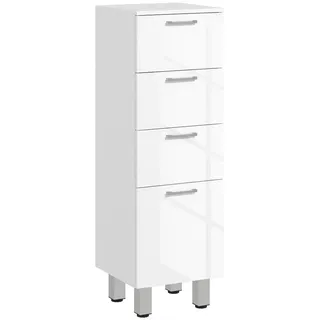 kleankin Badezimmerschrank schmal, mit Verstellbar Regal, 3 Schubladen, Badschrank für Badezimmer,