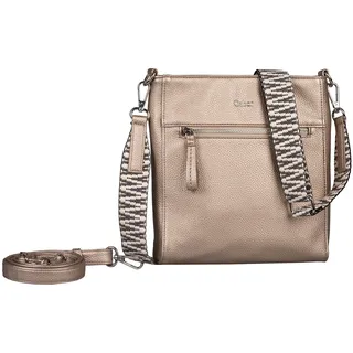 Umhängetasche GABOR "Silena", Damen, Gr. B/H/T: 25cm x 24cm x 4,5cm, rosa (metallic rose), Polyurethan, clean, gepflegt, geprägtes Muster, unifarben, Taschen Umhängetasche, hochwertig gewebte Gurtband und ein filigranes Logo