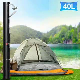 SWANEW Solardusche mit Fußdusche Gartendusche Sonnendusche Außendusche 40L (mit Schutzabdeckung) - Schwarz