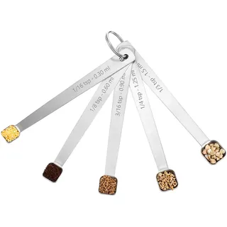 Mini Messlöffel Set 5 Stück 1,5ml | 1,25 ml | 0,9 ml | 0,6 ml | 0,3 ml Dosierlöffel Set Edelstahl Messlöffels Kleine Messlöffel Teelöffel Kochen Backen Messen Löffel Gewürzlöffel Küchenzubehör