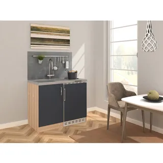 Respekta Miniküche Grau Elektrokochfeld links 100 cm