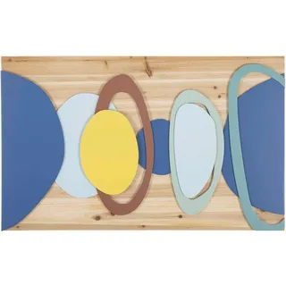 Wanddeko , Blau, Gelb, Naturfarben , Holz, Metall , Tanne , 80x50x2.5 cm , Bilder & Rahmen, Wanddeko