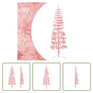 The Living Store Künstlicher Halb-Weihnachtsbaum mit Ständer Schlank Rosa 120 cm - Rosa