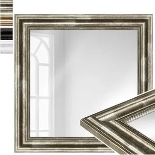 großer Spiegel Silber, Barock Spiegel, großer Wandspiegel Vintage 50x50 cm, Hängespiegel groß, Badspiegel Holz, Flurspiegel Wand, Standspiegel, Mirror H550 - Germany - Silber