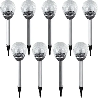 EAXUS 9x LED Kugel Solarleuchte Solar Lampe Kugelleuchte Edelstahl Gartenleuchte Solarlampe Wegleuchte Gartenbeleuchtung