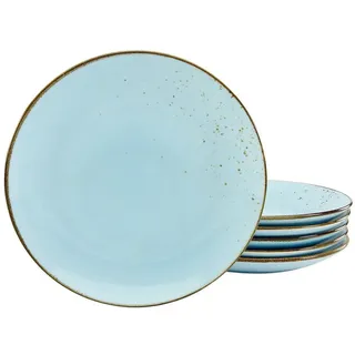 Creatable Speisetellerset , Pastellblau , Keramik , 6-teilig , Geschirr, Teller, Teller-Sets