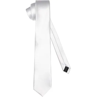 Ladeheid Klassische Herren Krawatte, glänzend, Perfekt für Büro & Festlichkeiten, Vielfältige Farben - Ideal für Geschäftsmeetings, Hochzeiten TMS-8 (150cm x 8cm, Weiß)