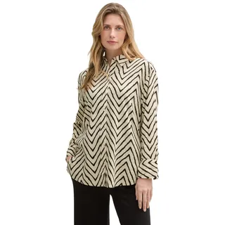 TOM TAILOR Langarmbluse mit Zick-Zack-Muster, beige