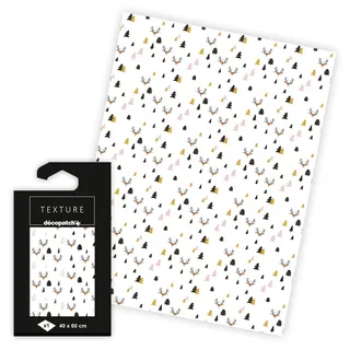 décopatch TD777C - 1 Bogen 40x60cm décopatch-Papier Motiv Texture, Renntier/Tannenbaum Gold