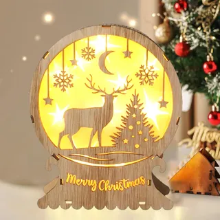 LXWINNER LED Weihnachtsbeleuchtung aus Holz,Weihnachtsbaum Stern Weihnachtsbeleuchtung,LED Elch Licht,Weihnachtsdeko Beleuchtung Holz,Advent Winter Weihnachtsdeko für Innen Balkon,Batteriebetrieben