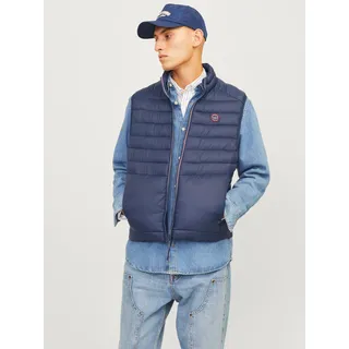 Steppweste JACK & JONES "JJESPRINT BODYWARMER COLLAR NOOS", Herren, Gr. XS, blau (navy blazer detail:true rot stitches), Web, Obermaterial: 100% Nylon, unifarben, normal, Westen Steppweste