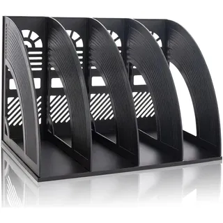 KXF Bogenförmiger Dokumentenordner Schreibtisch-Organizer für A4-Dokumente, Ordnerhalter, Büroschreibtisch-Aufbewahrung, Küchenorganisator, Kunststoff-Zeitschriftenständer, Trennwände, 4 Fächer